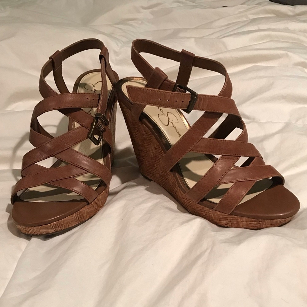 Jessica Simpson Tan Wedges (worn twice)